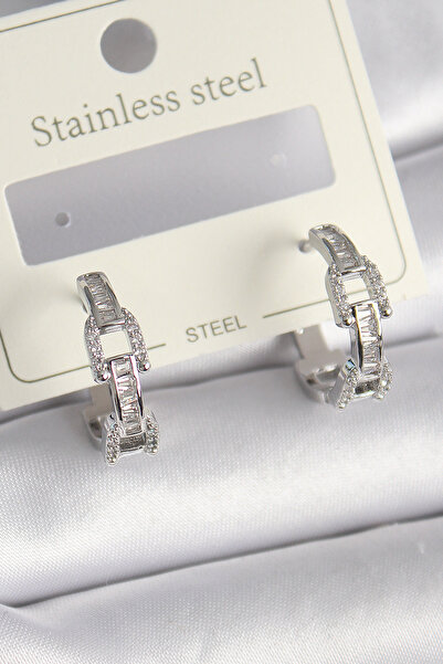 Skygo Brass Silver Color Zircon Stone Chain Model Women's Earrings - Tj-Bkp9736