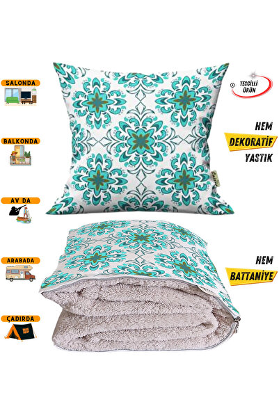 CAİSYA بطانية تلفزيون أكوا فينتاج الحديثة مع وسادة زخرفية اختيارية 2 في 1