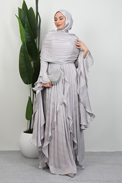 giz astore Ebru Yoryo Abiye Açık Gri