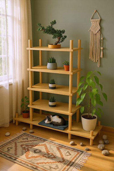 HESA HESAWOOD ÇAM Ahşap Saksılık & Çiçek Konsolu 30*120*105cm