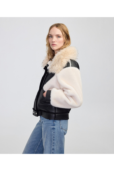 İpekyol Fabric Mix Colorblock Coat