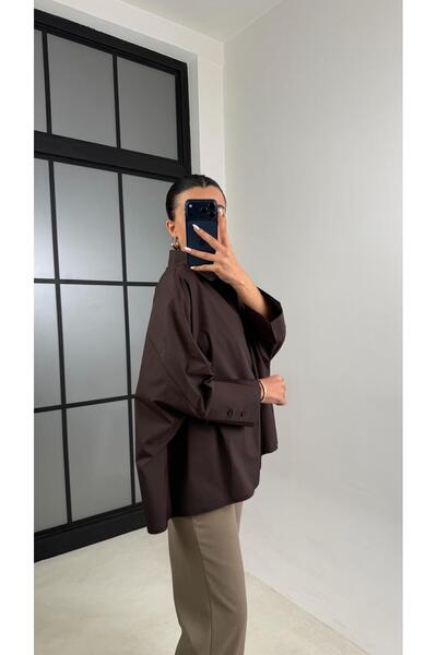 Gaus Acı Kahve Yarasa Kol Poplin Gömlek GAUS-00545