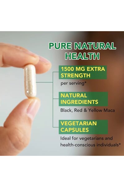 ALHENA Capsule de Maca Neagră - îmbunătățește vitalitatea și rezistența, susține echilibrul hormonal.