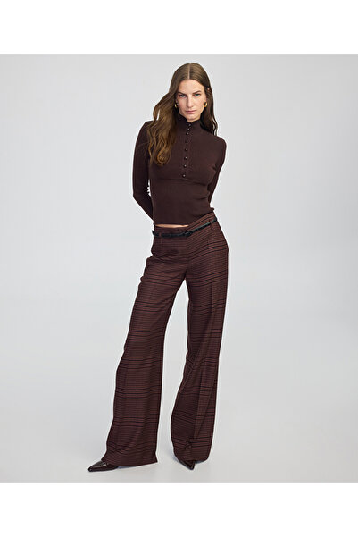 İpekyol Ekose desen wide leg fit pantolon