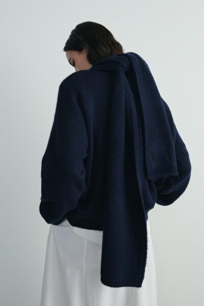 Suud Collection Navy Blue Bella Knitwear Scarf