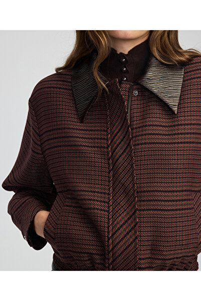 İpekyol Contrast Collar Plaid Pattern Jacket
