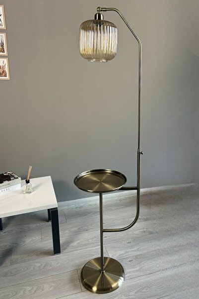 Bamyum Mopa Eskitme Renk Bal Cam Tepsili Lambader Dekoratif Metal Oturma Odası Çalışma Odası Zemin