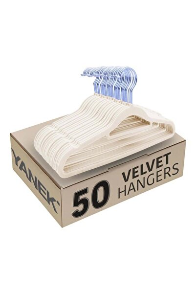COOYA 50-Piece Non-Slip Velvet Cloth Hanger Set Beige, Space Saving Hangers for Closet , Coat Pants Beige