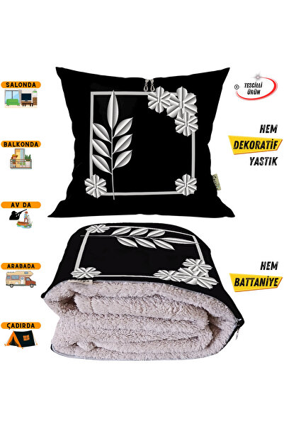 CAİSYA بطانية تلفزيون بتصميم عصري مع وسادة زخرفية اختيارية 2 في 1