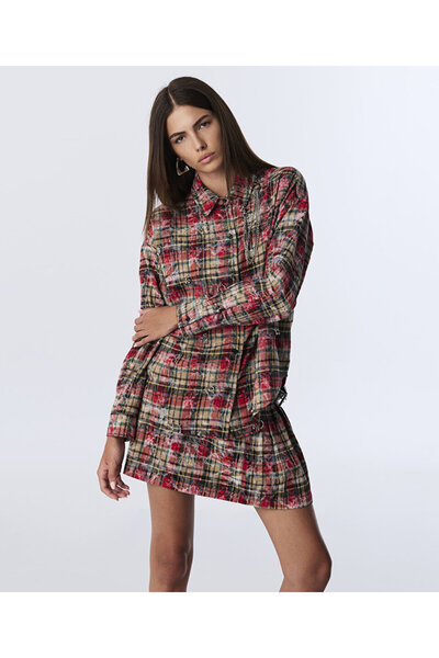 Twist METAL AKSESUARLI EKOSE DESEN GÖMLEK