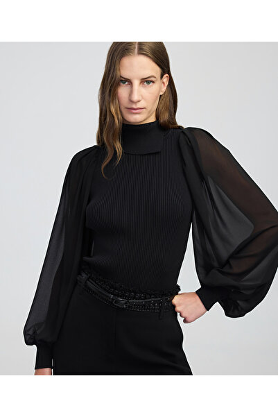 İpekyol Şifon mix asimetrik yaka triko