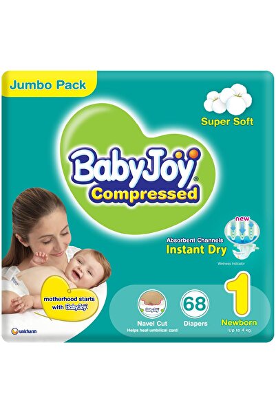 Baby Joy بيبي جوي حفائض مضغوطة مقاس 1 عبوة 68 حفاضة