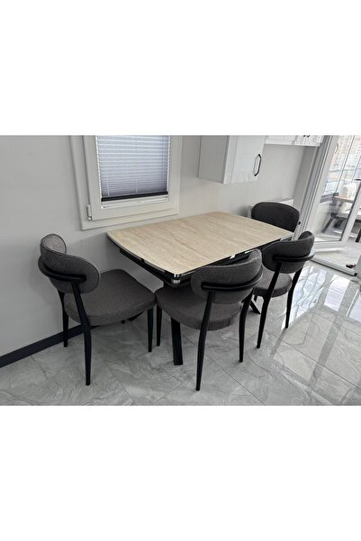 ELEN HOME Polo Masa Sandalye Takımı | Açılabilir Dikdörtgen Mdf Masa + 4 Adet...