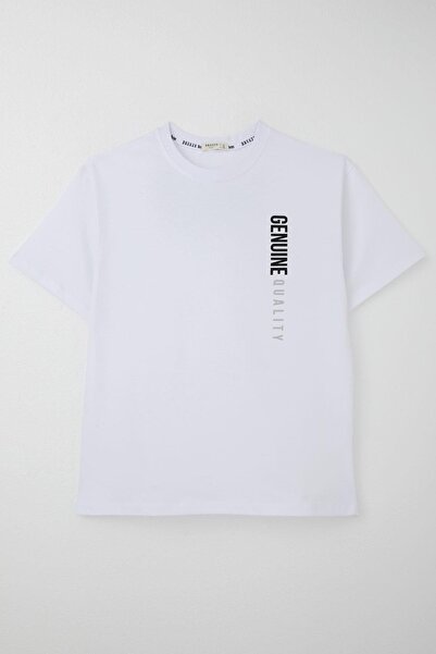 Breeze Μπλουζάκι για αγόρια με κείμενο στην πλάτη με τύπωμα 9-14 ετών, λευκό