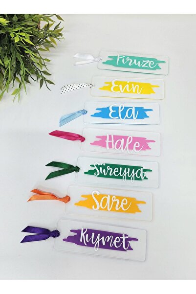 happy mountains İsme Özel Kişiye Özel Renkli Pleksi Kitap Ayracı