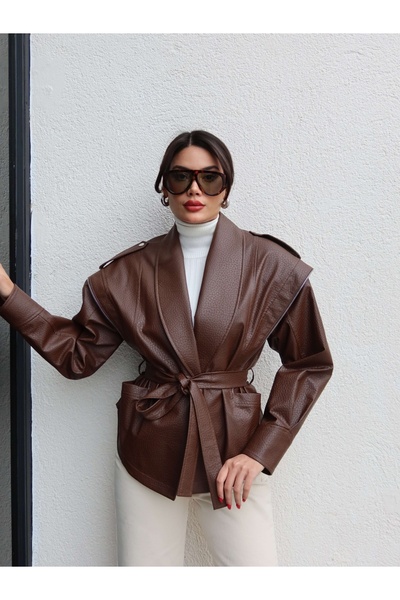 ESRAHELVACI Кожено яке с колан и цип