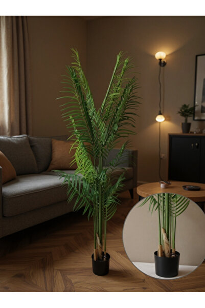 Living شجرة نخيل صناعية مع وعاء أسود، ارتفاع 210 سم