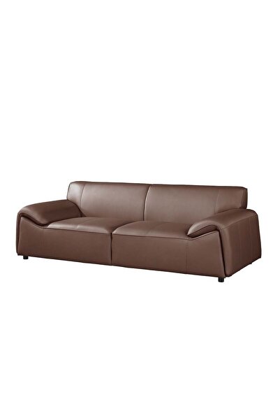 Danube Home Tokishi 3-Seater Full Leather Sofa - Tan, Stylish Wood Frame, 2-Year Warranty, Comfortable Seating