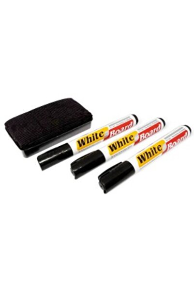 OEM New 07021 - Set of 3 markers + sponge for magnetic board, Whiteboard, Black