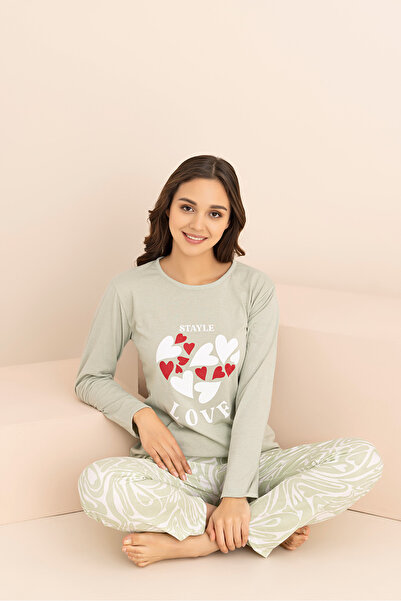 rindahomewear Women's Single Jersey Long Sleeve Pajama Set