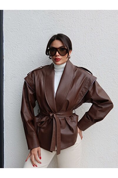 ESRAHELVACI Δερμάτινο μπουφάν με λεπτομέρεια με φερμουάρ