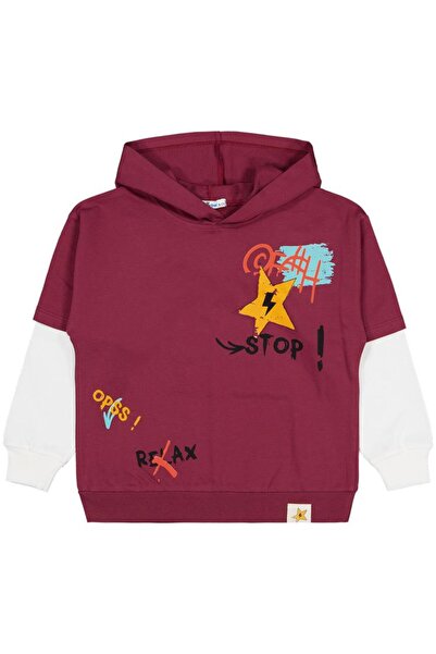 Civil Boys Stop Yıldız Printed 6-9 Years Old Sweatshirt - Claret Red 6-7 Year...