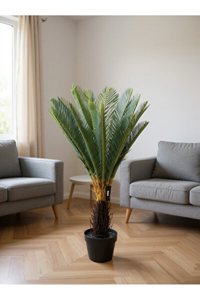 Living شجرة نخيل صناعية مع وعاء أسود، ارتفاع 95 سم