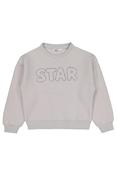 Civil Girls Hanorac cu imprimeu STAR pentru copii de 6-9 ani - Gri pentru cop...