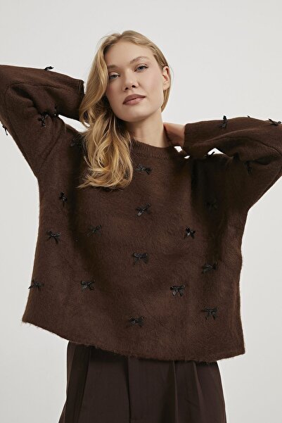 Arma Life Armalife 4663 Oversize Knitted Women's Sweater with Bow Detail