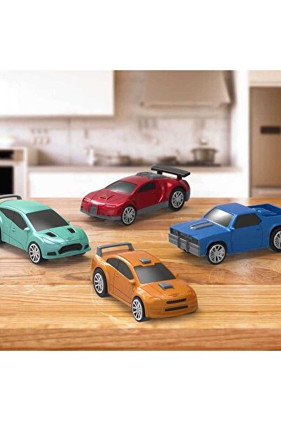 Driven 4-Piece Pull and Go Car Set - Turquoise, Orange, Blue, Red Wh1121Z