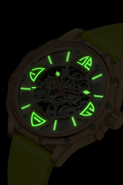 onola 3833 Automatic Mechanical Skeleton Watch – Unisex, Water Resistant, Business and Casual, gold/black