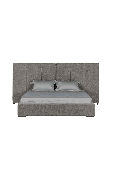 Danube Home Braxton 160x200 Queen Bed with Hydraulic Storage & Foldable Headboard - Grey/Titanium Fabric