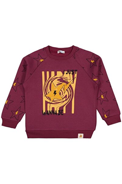 Civil Boys Wanna Be Yıldız Printed 6-9 Years Old Sweatshirt - Claret Red8-9 Y...