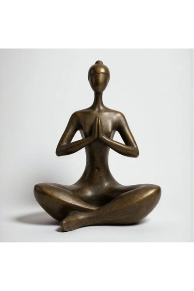 hediyeburda Bronz Yoga Yapan Kadın Heykeli polyester 26x19cm - Meditasyon Fig...