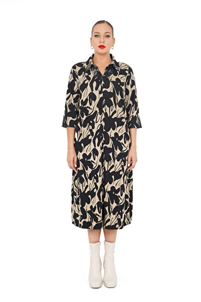 Darkmen Women's Plus Size Patterned Knitwear Long Dress