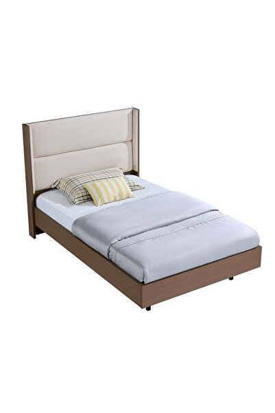 Danube Home Allison 120x200 Floating Young Bed with LED - Beige/Natural Oak, Engineered Wood, 2-Year Warranty