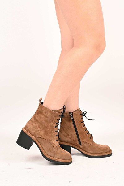 Bestello حذاء بكعب من الجلد الطبيعي برباط وسحاب ونعل حراري 336-1233 حذاء نسائي