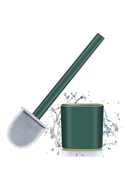 HOZRO Perie WC HOZRO, din Silicon, Culoare Verde Inchis, Cap Flexibil pentru Curatare Eficienta a Vasului