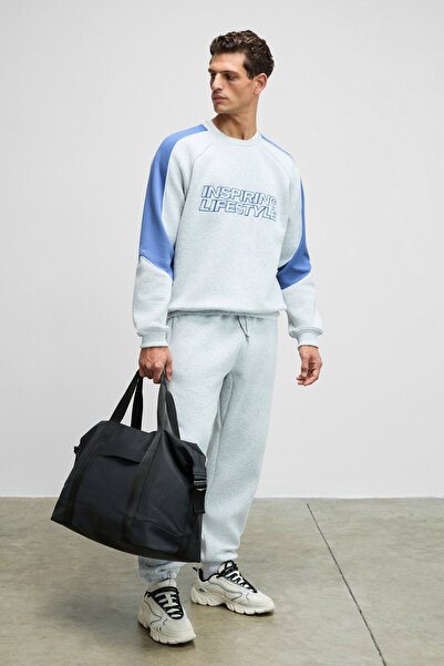 GRIMELANGE Luxer Men's Grimelange Sweatpants with Elastic Waist and Legs, Piped Zippered Pockets