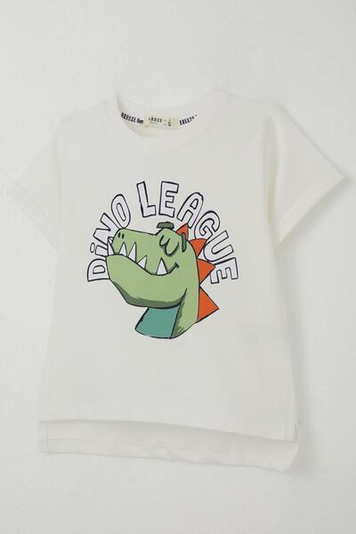 Breeze Boy's T-Shirt League Star Dinosaur Printed 2-6 Years Old, Ecru