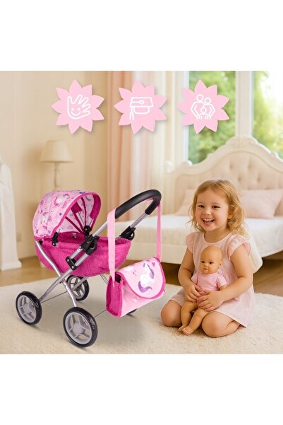 OEM Doll Stroller Unicorn, 58 x 35.5 x 57 cm