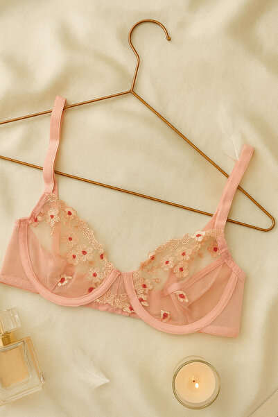 İntive Lingerie Powder Floral Patterned Bra Panty Set