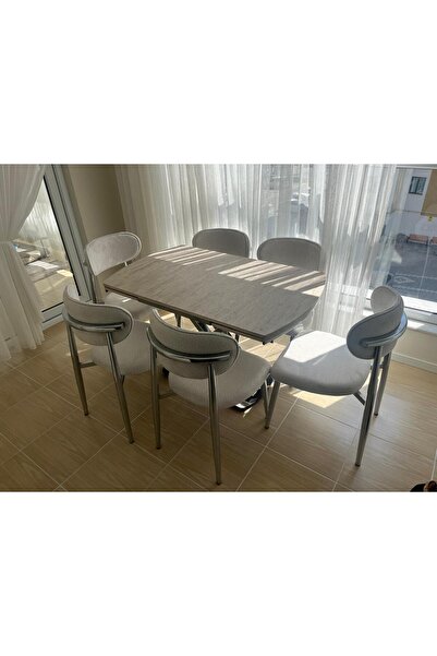 ELEN HOME Polo Masa Sandalye Takımı | Açılabilir Dikdörtgen Mdf Masa + 6 Adet...