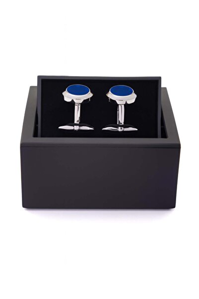 6AM Ceremony Round silver buttons with decorative blue insert