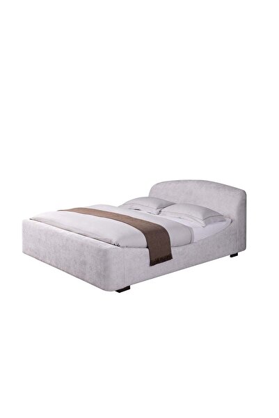 Danube Home Boat 180x200 Upholstered King Bed - Dark Cream, Solid Wood & Fabric, 2-Year Warranty