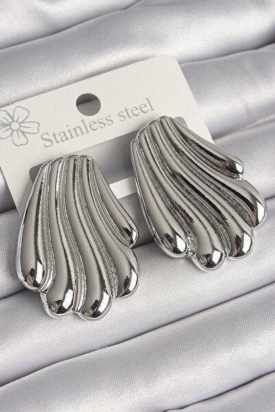 Skygo Brass Silver Color Embroidered Oyster Model Women's Earrings - Tj-Bkp10231