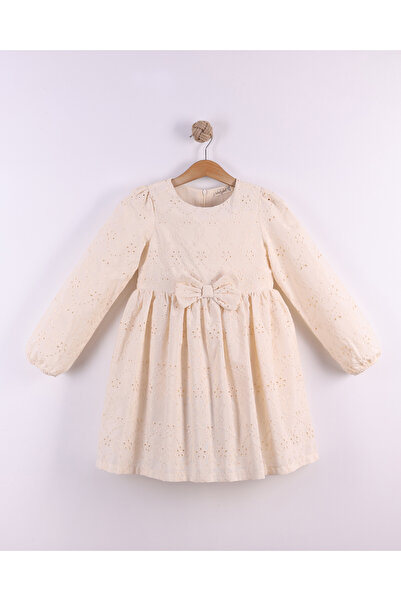 Serkon BABY Bow Detailed Brode Girls' Dress