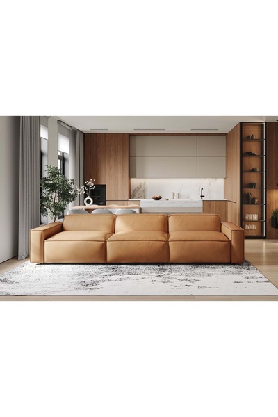 Vivense ORLANDO ÜÇLÜ DERİ KOLTUK, KAHVERENGİ