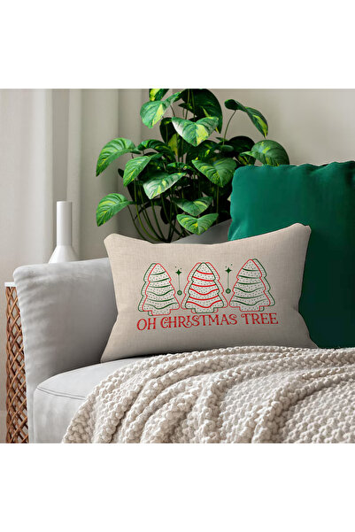 Evmila New Year Patterned Double-Sided Printed Velvet Throw Pillow Cover - 35X55 cm |   Soft Touch, Stylish Design