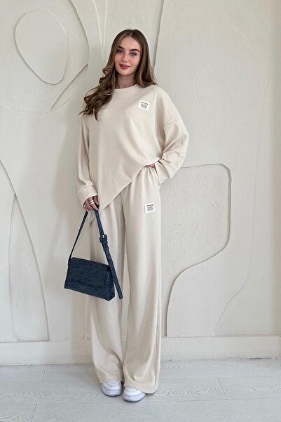 Elbee Fashion Woman Classic Corded Fabric Sweater and Pants Set